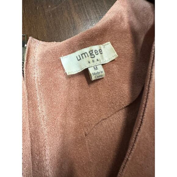 Umgee Faux Suede Dress Women Medium Indie Boho Western Festival Aztec Light Twee - Picture 2 of 9